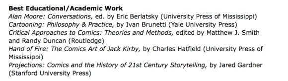 2012 Eisner Award nominees, Best Educational/Academic Work