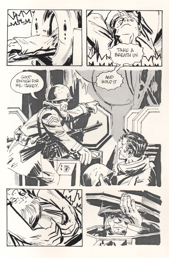 A page from James Romberger's comic "The Oven"