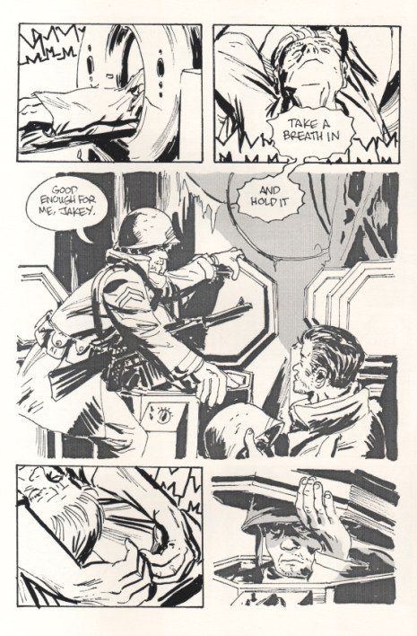 A page from James Romberger's comic "The Oven"