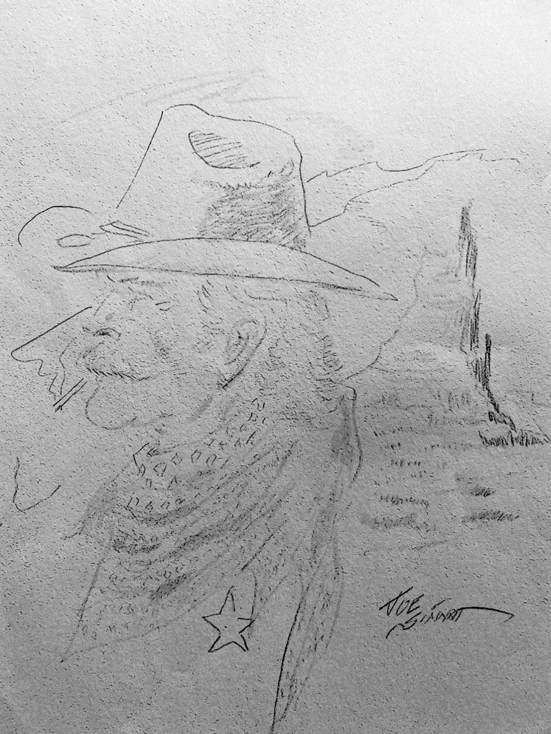 Joe Sinnott''s last sketch: a cowboy